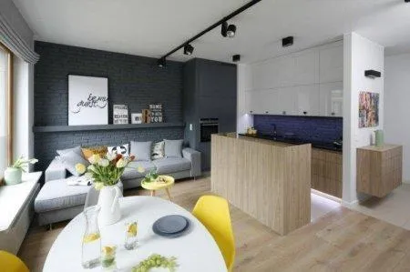 Кухня-гостиная в современном стиле - дизайн интерьера фото