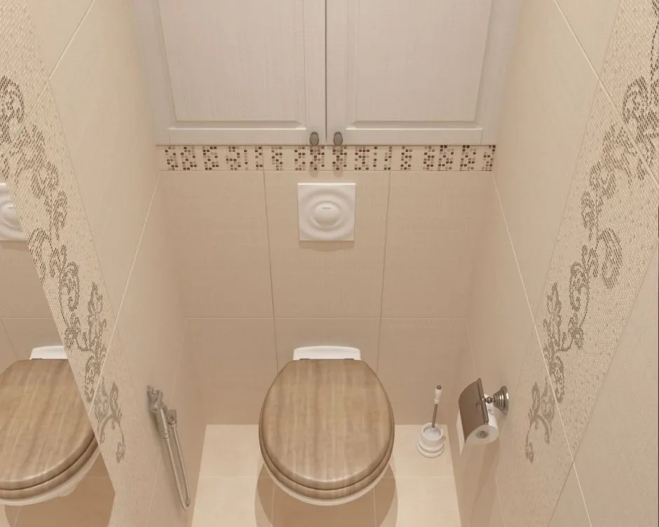 Плитка зебрано в интерьере маленького туалета