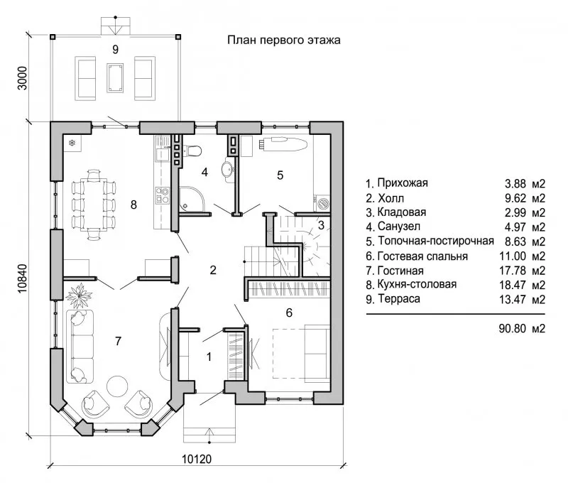 Планировка двухэтажного дома 10на12 метров