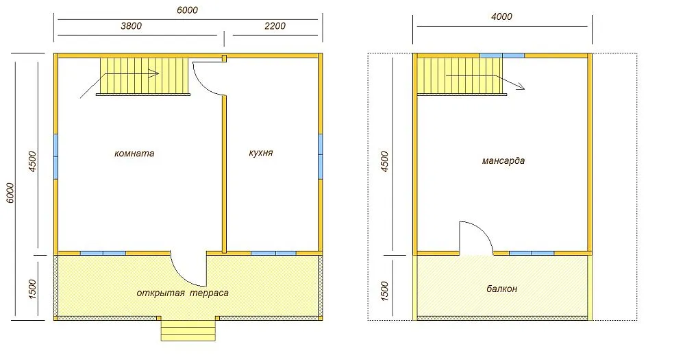 План дома с верандой и балконом