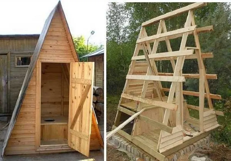 Треугольный туалет на даче построить проще простого
