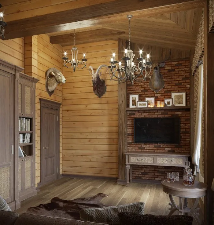 Интерьер в деревянном доме из бруса