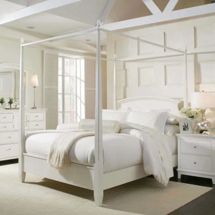 идея красивого стиля белой спальни