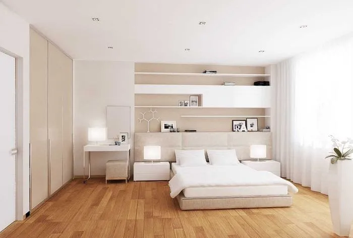 вариант яркого дизайна белой спальни