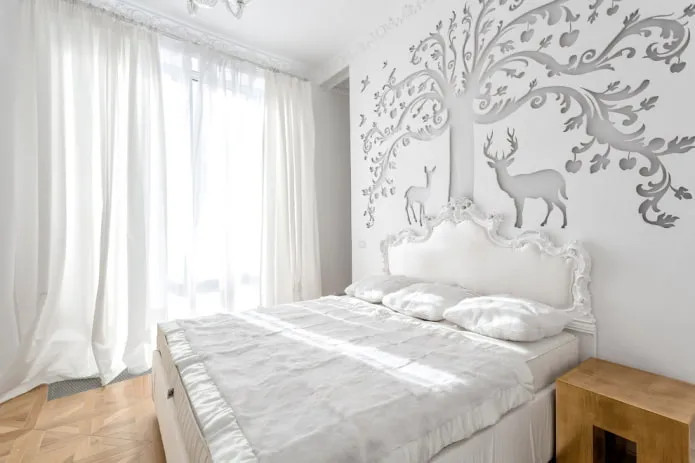 текстиль и декор в спальне в белых тонах