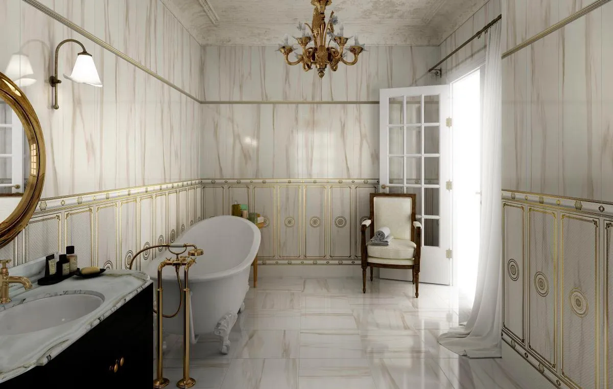 Классический стиль для ванной комнаты в мраморе