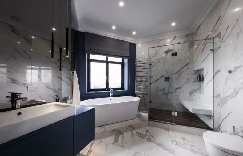 Топ вариантов дизайна ванной под мрамор: как посчитать нужное количество плитки