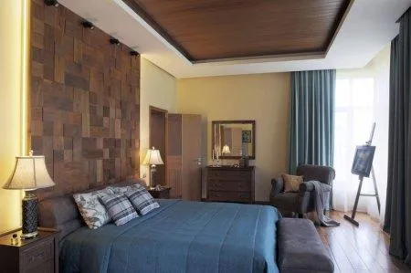 Двухуровневые потолки из гипсокартона в спальне