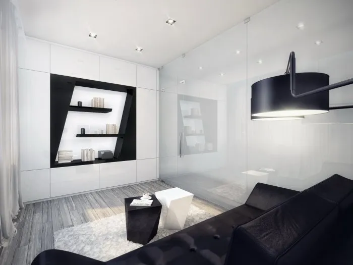 Интерьер квартиры в черно-белом стиле