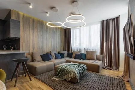 Коричневый зал в квартире - Дизайн интерьера
