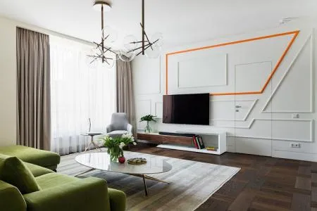 Белый зал в квартире - Дизайн интерьера