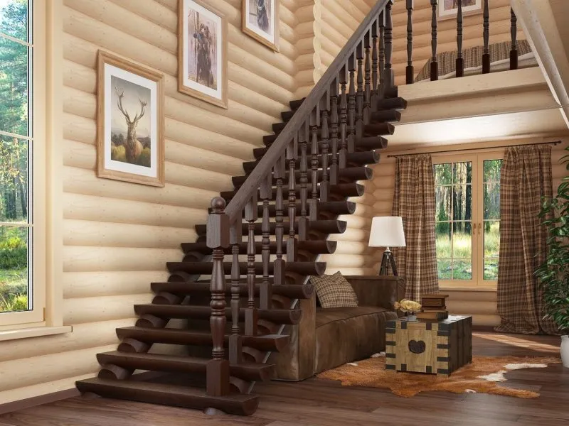 Лестница на второй этаж деревянная