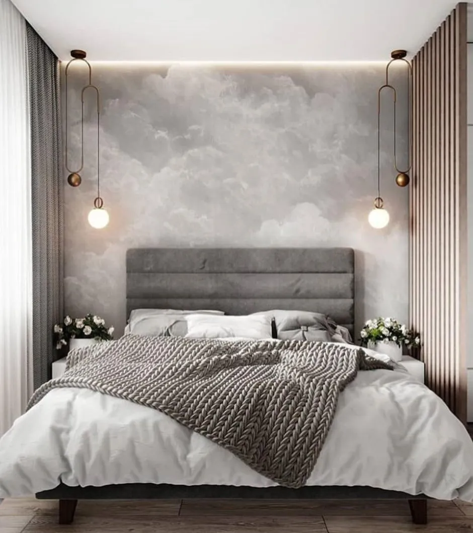 Спальня в современном стиле серая