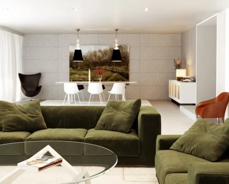 green-white-orange-living-room