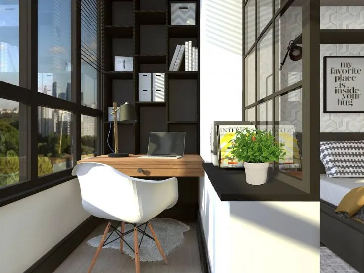 (+63 фото) Дизайн кабинета рабочего места на балконе