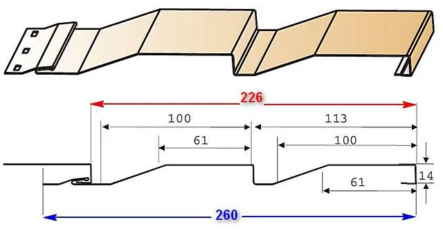 Схема панели сайдинга с выделением общей и рабочей ее ширины