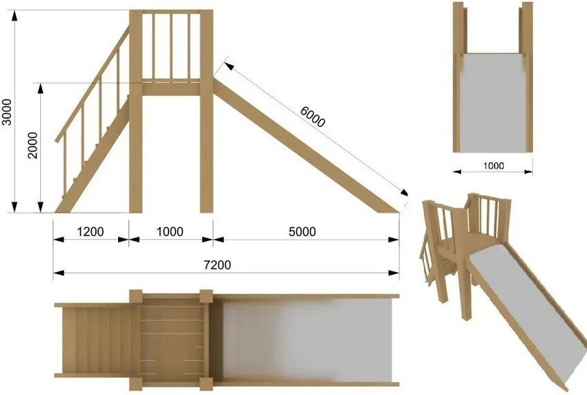Схема деревянной горки для детской площадки в саду