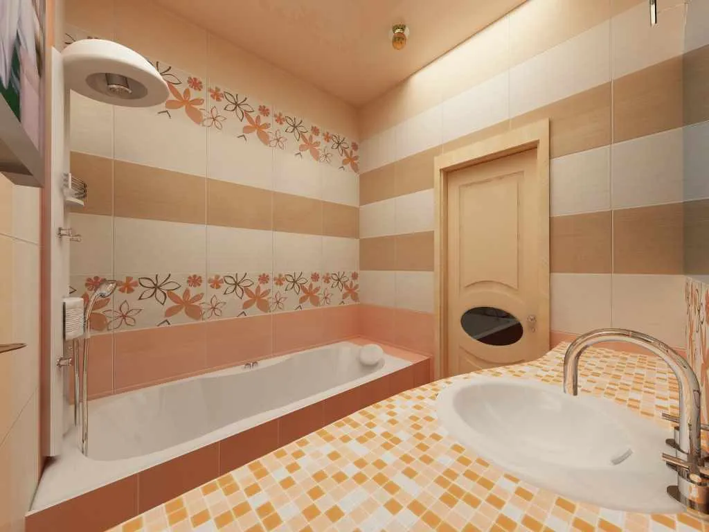 пример красивого интерьера ванной комнаты с облицовкой плиткой