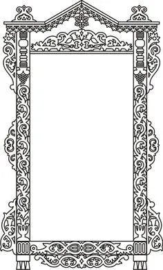 Чертеж резного деревянного наличника - 7 Linear Art, Beaded Mirror, Beautiful Calligraphy, Ornament Frame