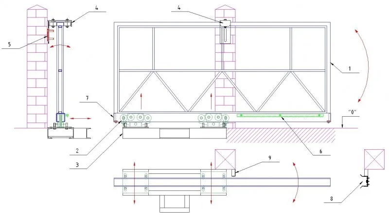Схема установки столбов для откатных ворот