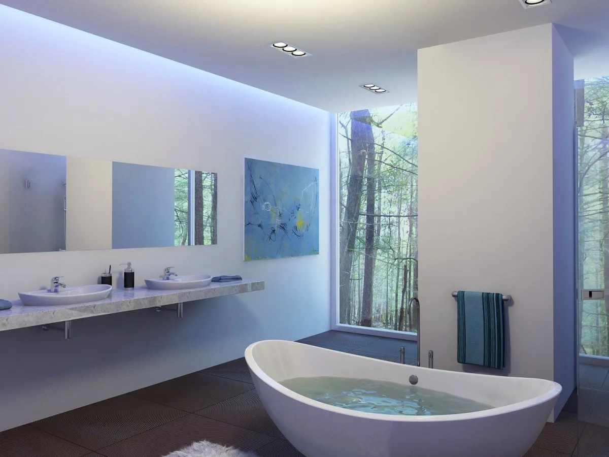 Красивые синие Ванные комнаты