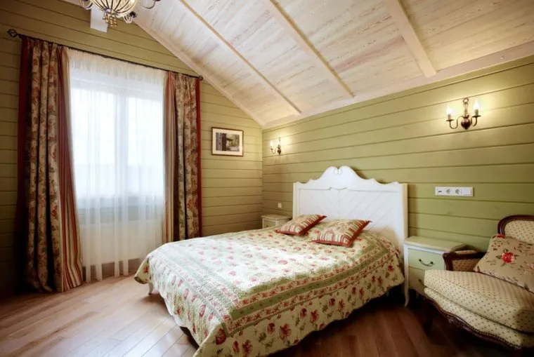 Спальня в стиле Прованс имитация бруса